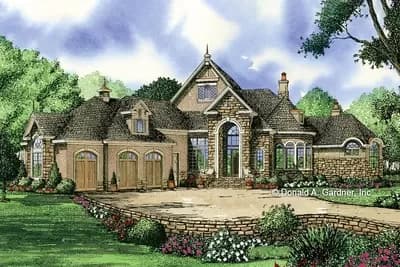 French Country Home Plan with Walkout Basement