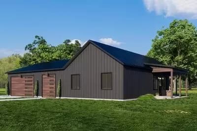 Rustic Shop House with Vaulted Great Room and Covered Outdoor Spaces