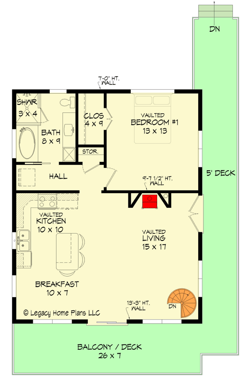 Plan 68909VR: Compact Modern Mountain House Plan with Wraparound Deck - Floor Plan - Main Level - Contemporary, Modern, Mountain