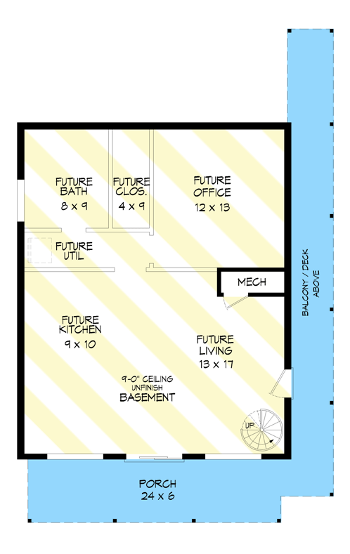 Plan 68909VR: Compact Modern Mountain House Plan with Wraparound Deck - Floor Plan - Lower Level - Contemporary, Modern, Mountain