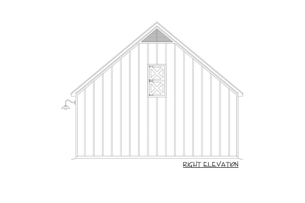 Plan 68910VR: Barn-style Garage Plan with Three 9' by 8' Bays and Loft Above - Image #5