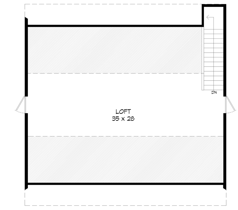 Plan 68910VR: Barn-style Garage Plan with Three 9' by 8' Bays and Loft Above - Floor Plan - 2nd Floor