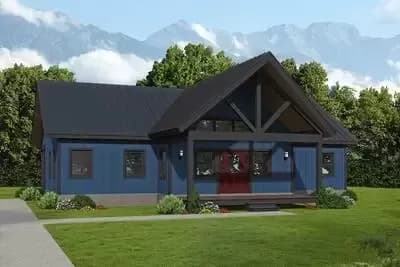 Mountain Ranch with Vaulted Porches and Vaulted Interior
