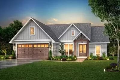 One-Story New American House Plan with a Home Office - 1828 Sq Ft