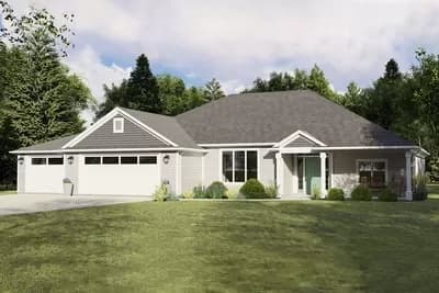 Modern Ranch with Offset Third Garage