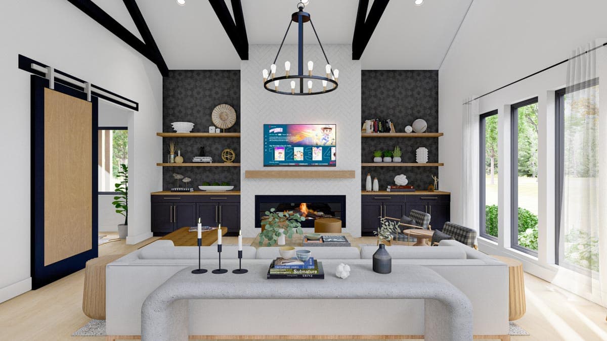 Plan 623082DJ: Barndominium House Plan with Soaring Cathedral Ceiling and Exposed Beams - Image #7 - Barndominium, Country, Modern, New American, Rustic