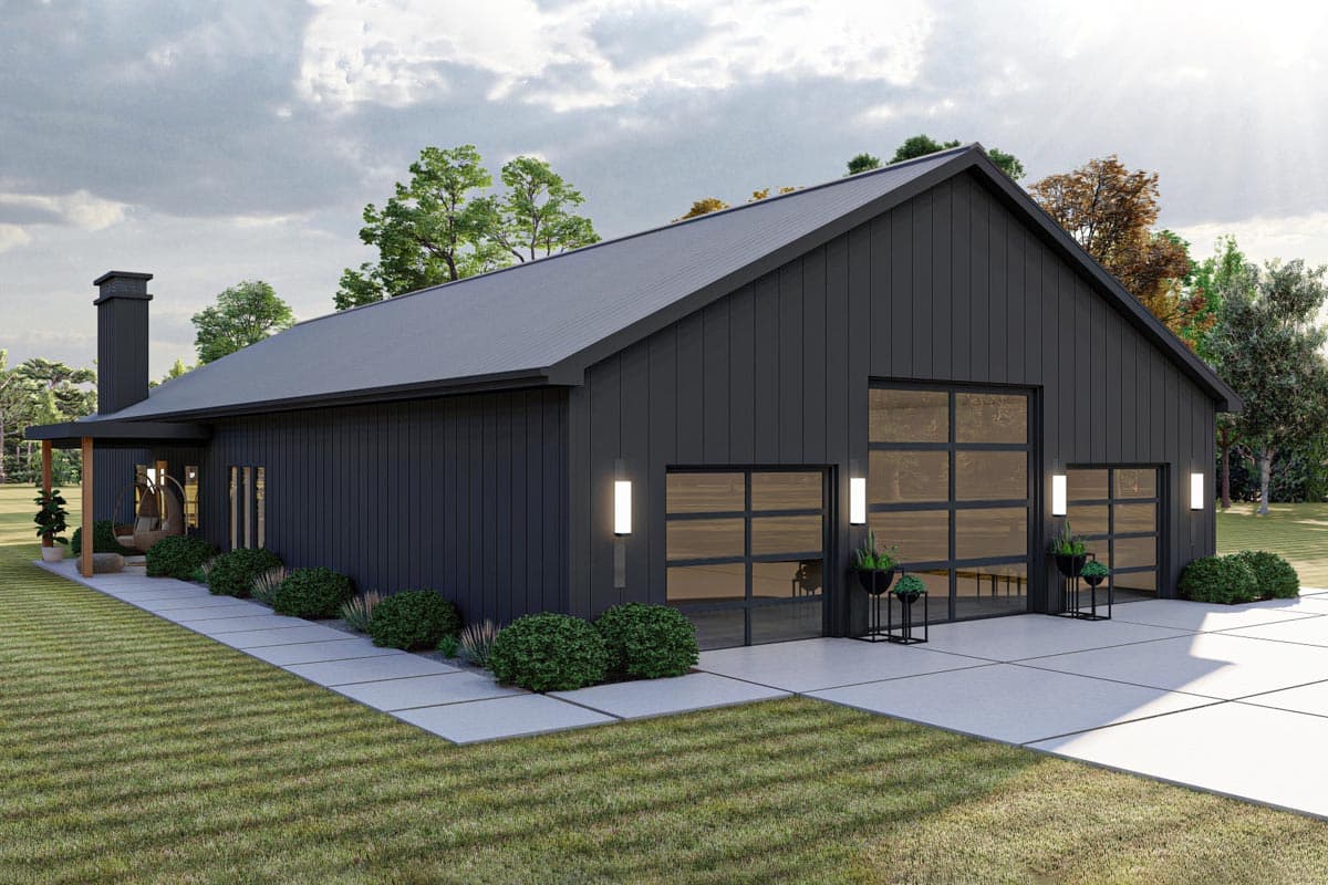 Plan 623082DJ: Barndominium House Plan with Soaring Cathedral Ceiling and Exposed Beams - Image #11 - Barndominium, Country, Modern, New American, Rustic