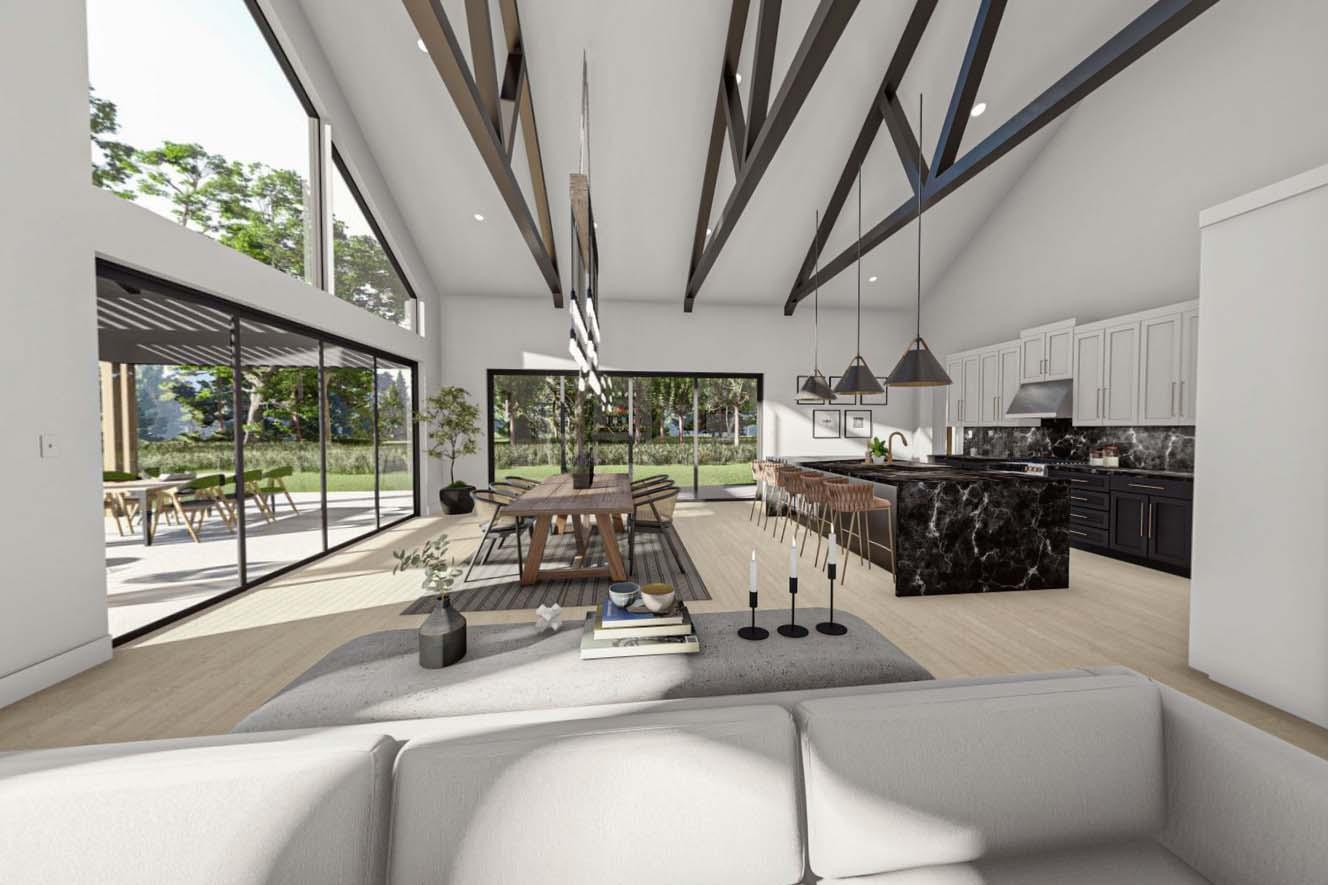 Plan 623082DJ: Barndominium House Plan with Soaring Cathedral Ceiling and Exposed Beams - Virtual Tour Cover Image - Barndominium, Country, Modern, New American, Rustic