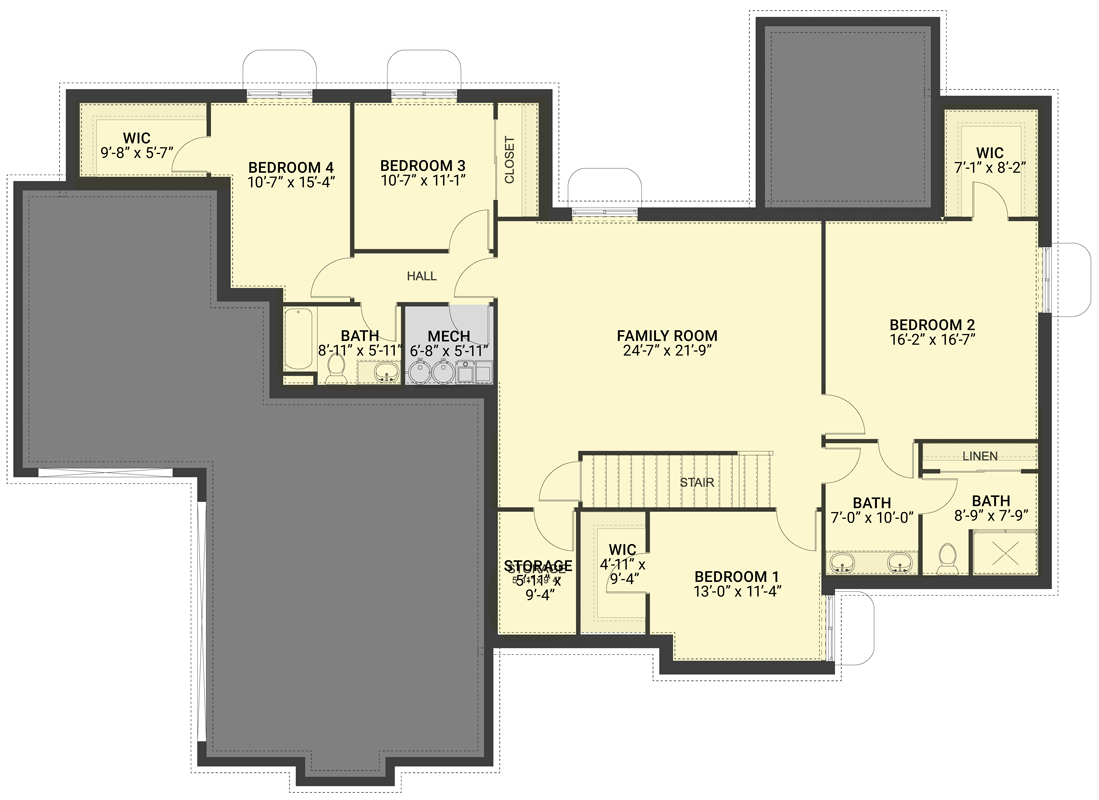 Plan 61276UT: New American Ranch Plan with Optional Lower Level - Floor Plan - Lower Level - New American, Prairie, Ranch