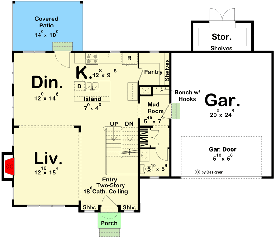 Plan 623083DJ: Modern Euro-style Cottage with 2-Story and Upstairs Bedrooms and Laundry - Floor Plan - Main Level - Cottage, European, Transitional