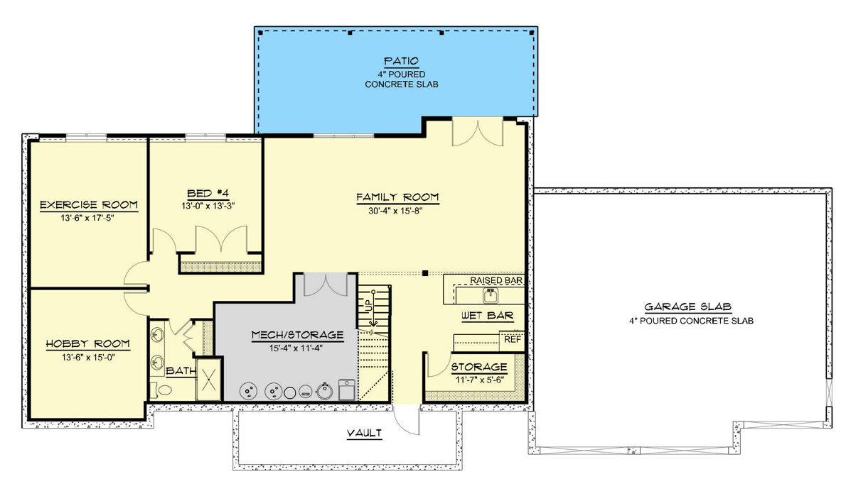 Plan 135104GRA: Craftsman Ranch Plan with Walkout Basement - Floor Plan - Lower Level - Country, Craftsman, Mountain, Ranch, Traditional