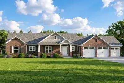 Craftsman Ranch Plan with Walkout Basement
