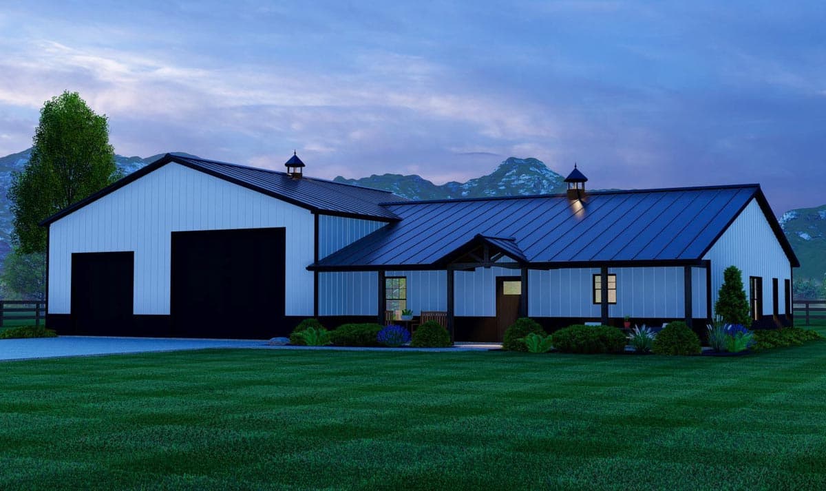 Plan 135109GRA: 2-Bed Barndominium with Oversized Garage / Workshop - 1783 Sq Ft - Image #7 - Barndominium, Country, Farmhouse, Modern Farmhouse, Rustic