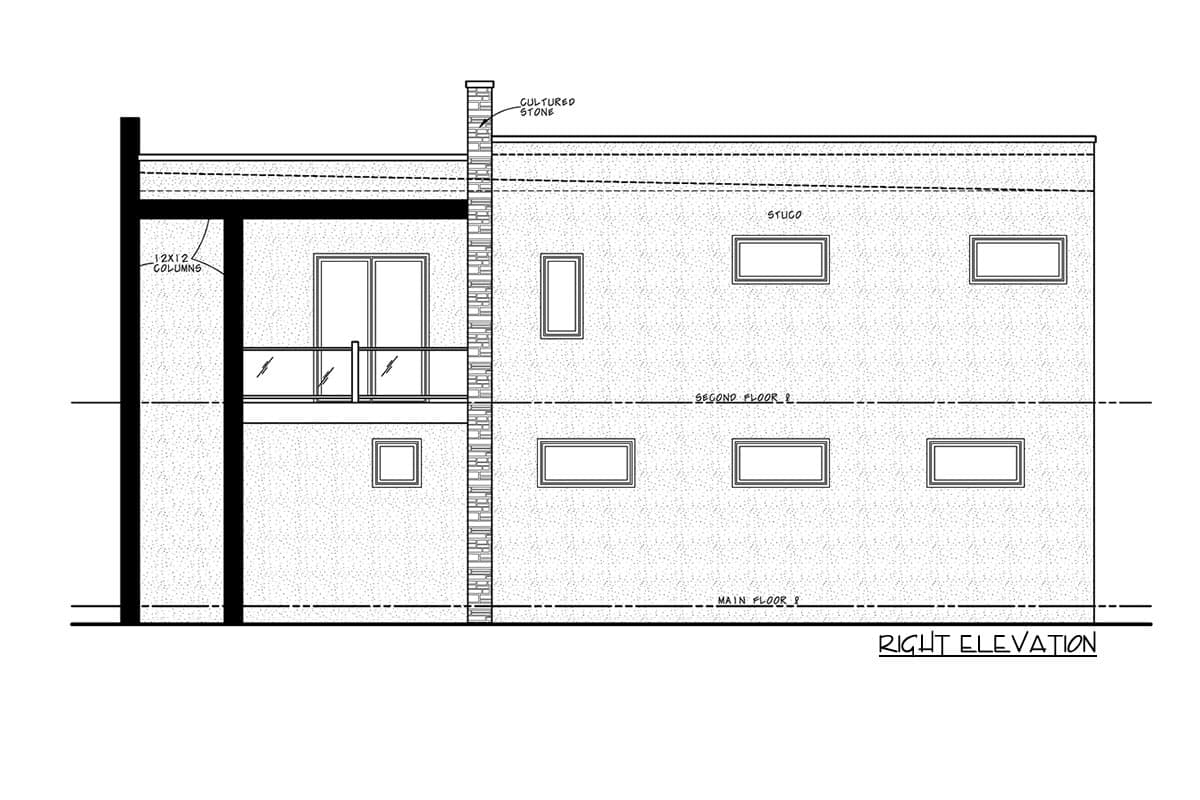 Plan 42712DB: 2-Story Modern Home Plan with 1-Car Garage and a Carport with Balcony Above - Image #4 - Contemporary, Modern, Northwest
