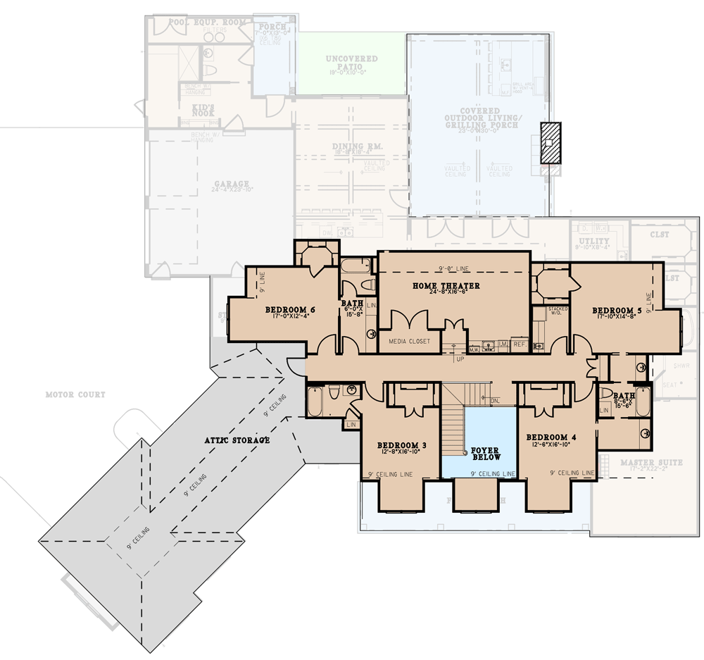 Plan 70752MK: Spacious European Home Plan with Porte-Cochere - Floor Plan - 2nd Floor - Country, Craftsman, European, French Country, New American, Traditional