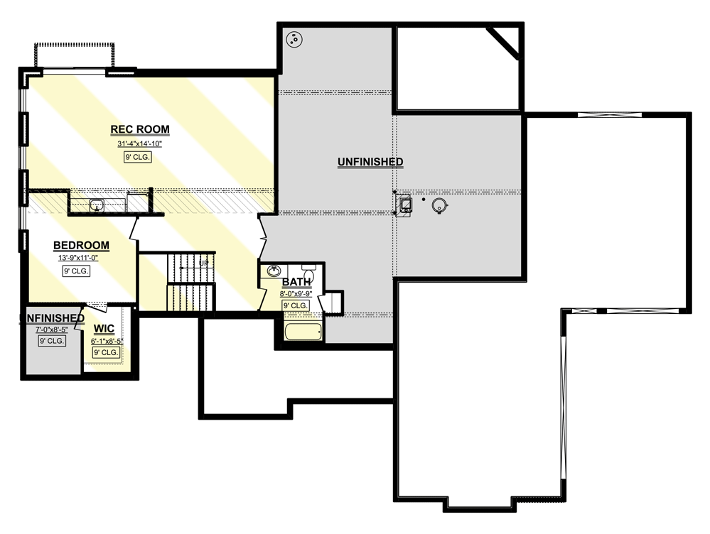 Plan 911021JVD: Modern Craftsman with Two Upstairs Bedrooms with Jack and Jill Bath and a Loft - Floor Plan - Lower Level - Country, Craftsman, New American, Traditional