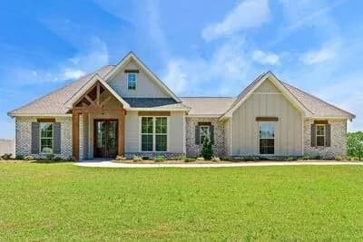 One-story Modern Acadian House Plan with Central Great Room and Private Master Suite