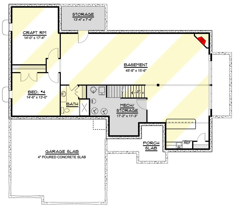 Plan 135115GRA: Split-Bed 2041 Square Foot Ranch with Option to Finish Basement - Floor Plan - Optional Lower Level - Hill Country, Ranch, Rustic