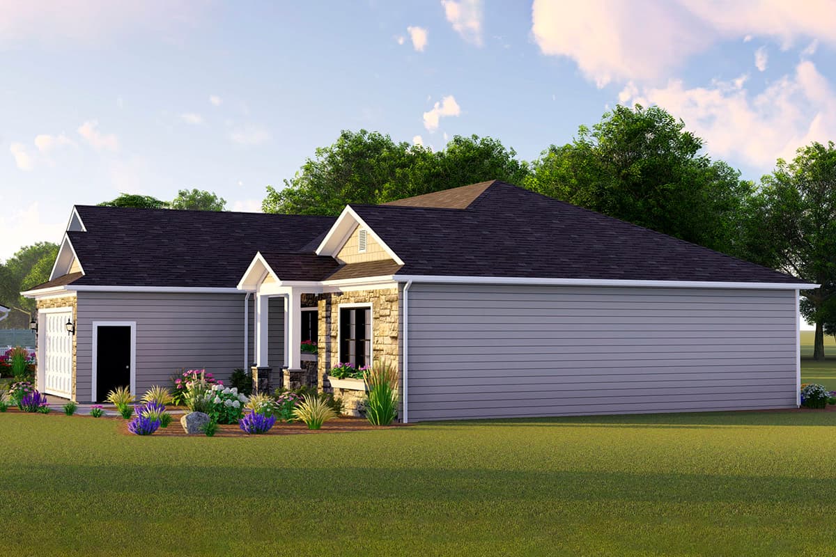 Plan 135115GRA: Split-Bed 2041 Square Foot Ranch with Option to Finish Basement - Image #4 - Hill Country, Ranch, Rustic
