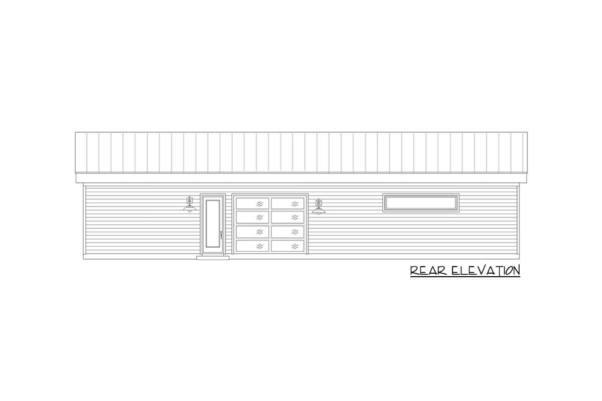 Plan 68914VR: Quad-tandem Garage with Contemporary Vibe - Image #4 - Contemporary, Mid Century Modern, Modern