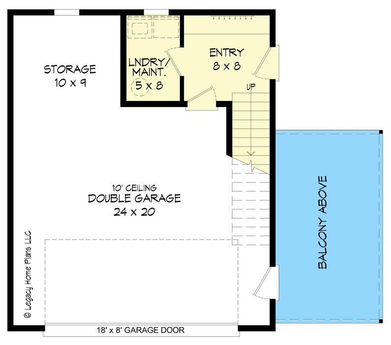 Plan 68915VR: Contemporary Carriage House Plan with Laundry Room - Floor Plan - Main Level - Carriage, Contemporary, Mid Century Modern, Modern, Northwest