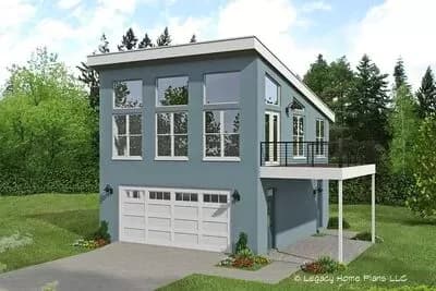 Contemporary Carriage House Plan with Laundry Room