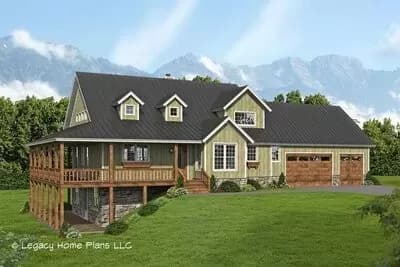Mountain Farmhouse with a Wraparound Porch and Two Master Suites