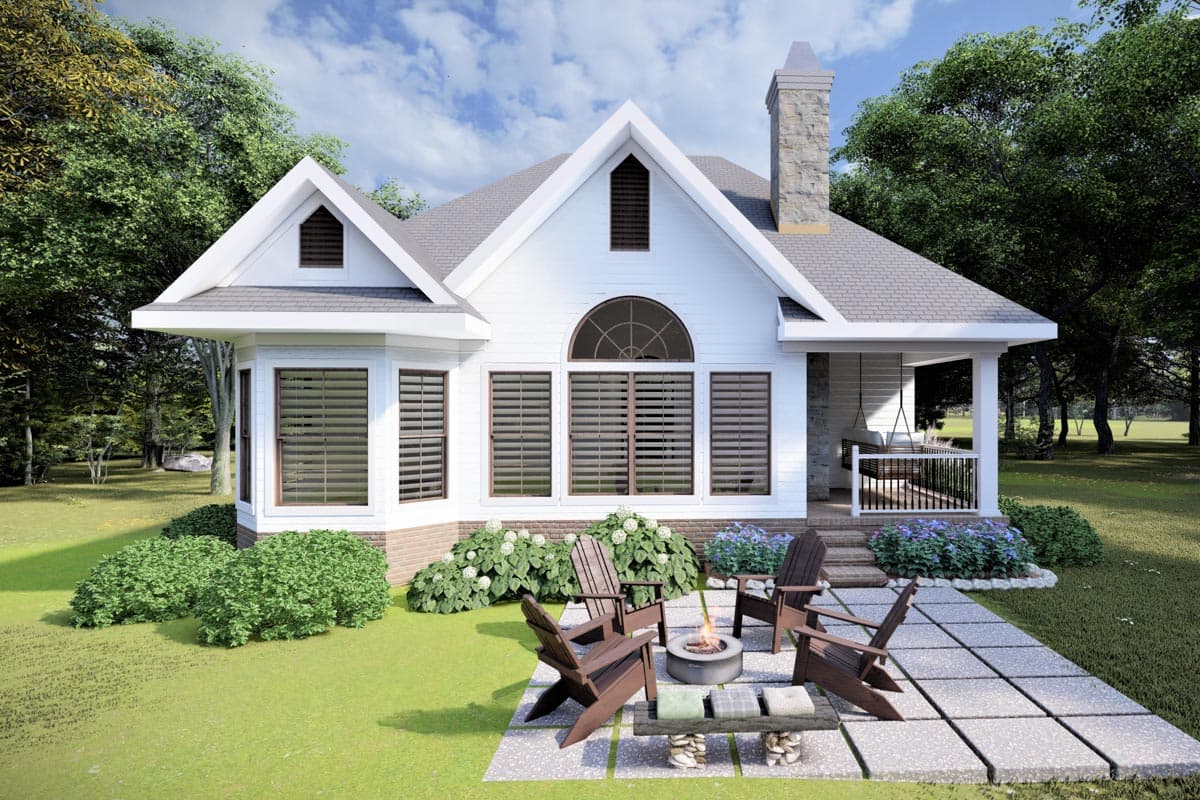 Plan 865016SHW: European Cottage House Plan with Stone Accents - 1108 Sq FT - Image #4 - Cottage, Country, Craftsman, European, Traditional