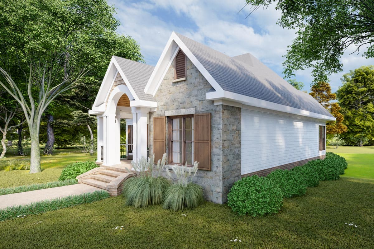 Plan 865016SHW: European Cottage House Plan with Stone Accents - 1108 Sq FT - Image #5 - Cottage, Country, Craftsman, European, Traditional