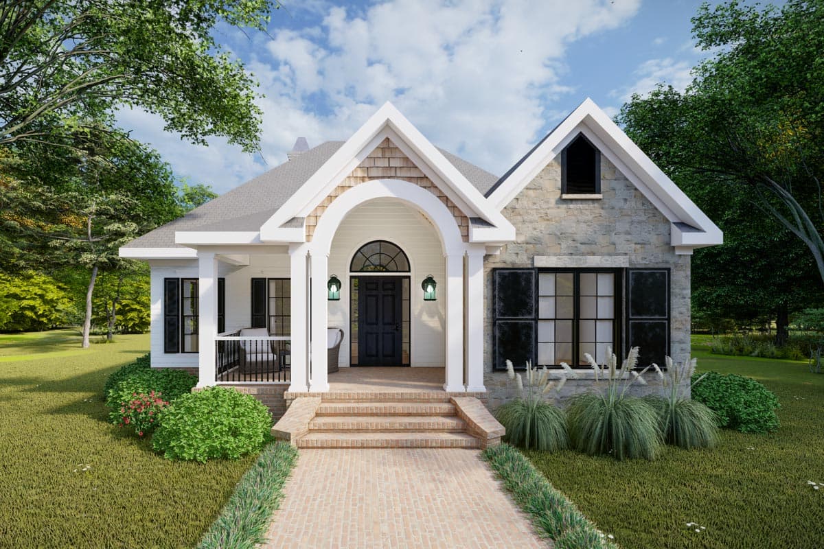 Plan 865016SHW: European Cottage House Plan with Stone Accents - 1108 Sq FT - Image #10 - Cottage, Country, Craftsman, European, Traditional