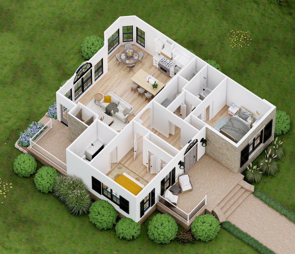 Plan 865016SHW: European Cottage House Plan with Stone Accents - 1108 Sq FT - Image #15 - Cottage, Country, Craftsman, European, Traditional