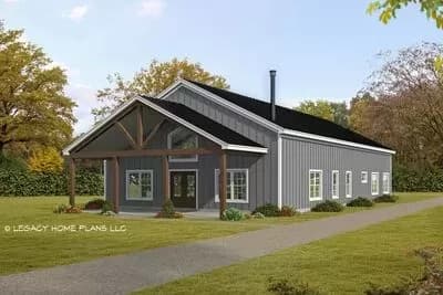 Barn-Like House Plan with Rear-Access Garage - 3184 Sq Ft
