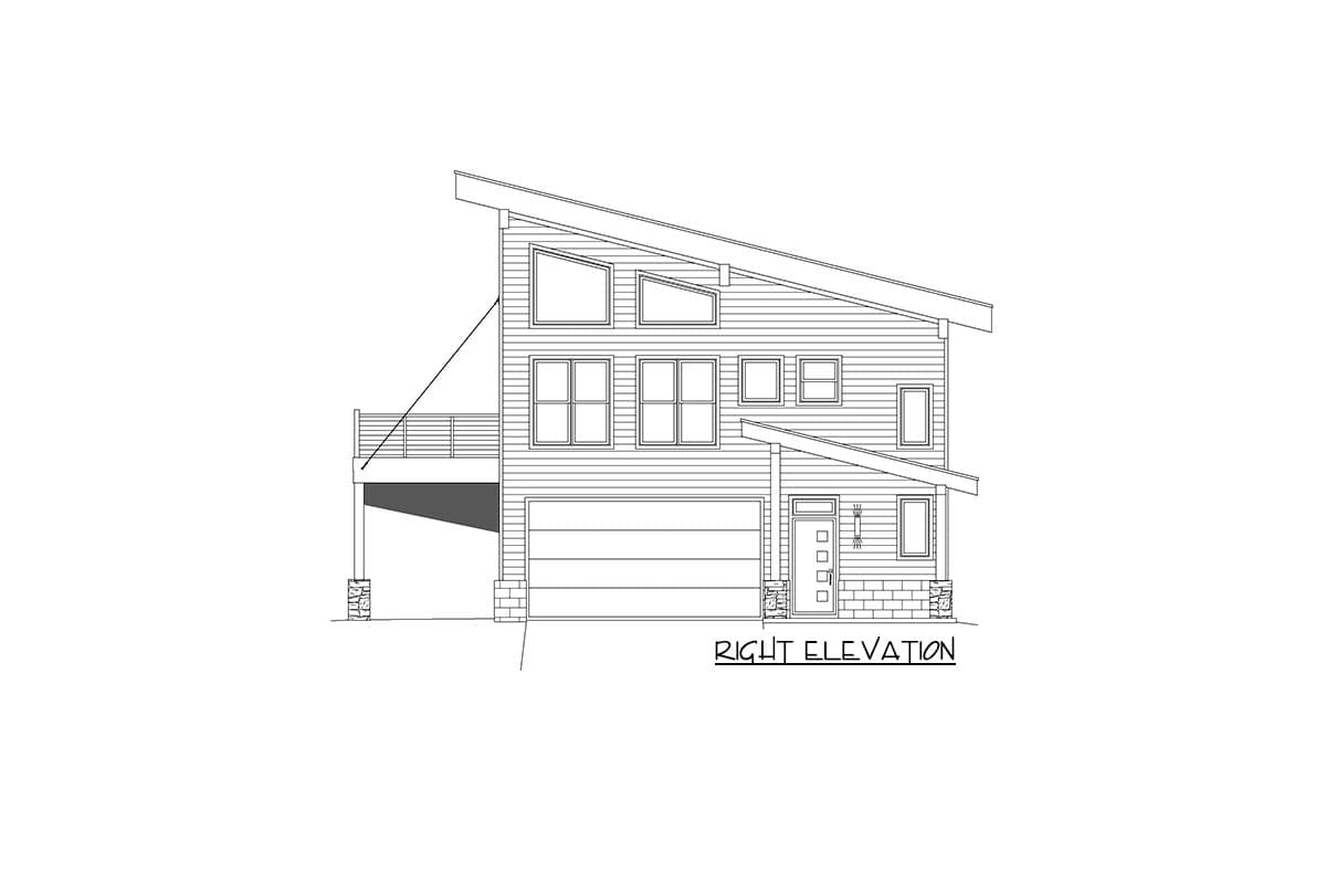 Plan 68921VR: Contemporary Home Plan with Ship's-ladder-accessible Loft - Image #5 - Contemporary, Mid Century Modern, Modern, Mountain, Rustic, Vacation