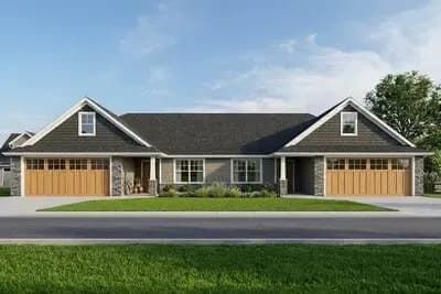 Multi-family House Plan with 3 Bedrooms in Each Unit