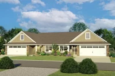 Multi-family House Plan with 3 Bedrooms in Each Unit