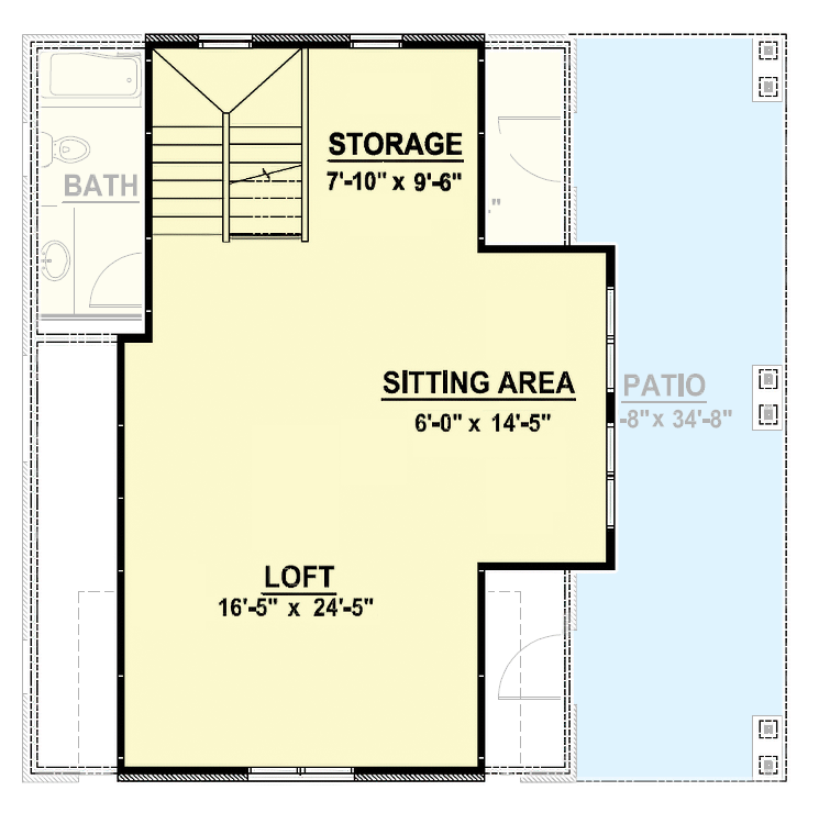 Plan 135119GRA: Detached Craftsman Garage with Home Office - Floor Plan - 2nd Floor - Country, Craftsman, New American