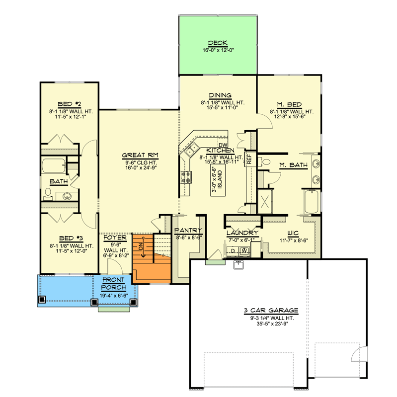 Plan 135125GRA: Traditional Ranch with Walkout Basement - Floor Plan - Main Level - Ranch, Traditional