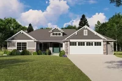 3-Bed Ranch Home Plan with Sunroom