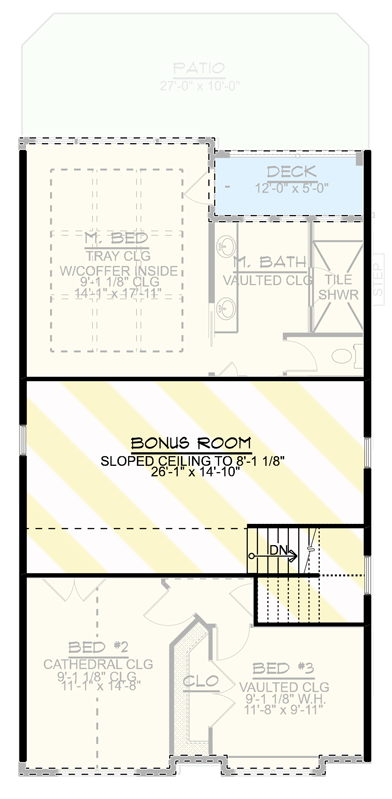 Plan 135130GRA: 27-Foot Wide 3-Bed House Plan with Third Floor Expansion - Floor Plan - 3rd Floor - Craftsman, Northwest, Traditional