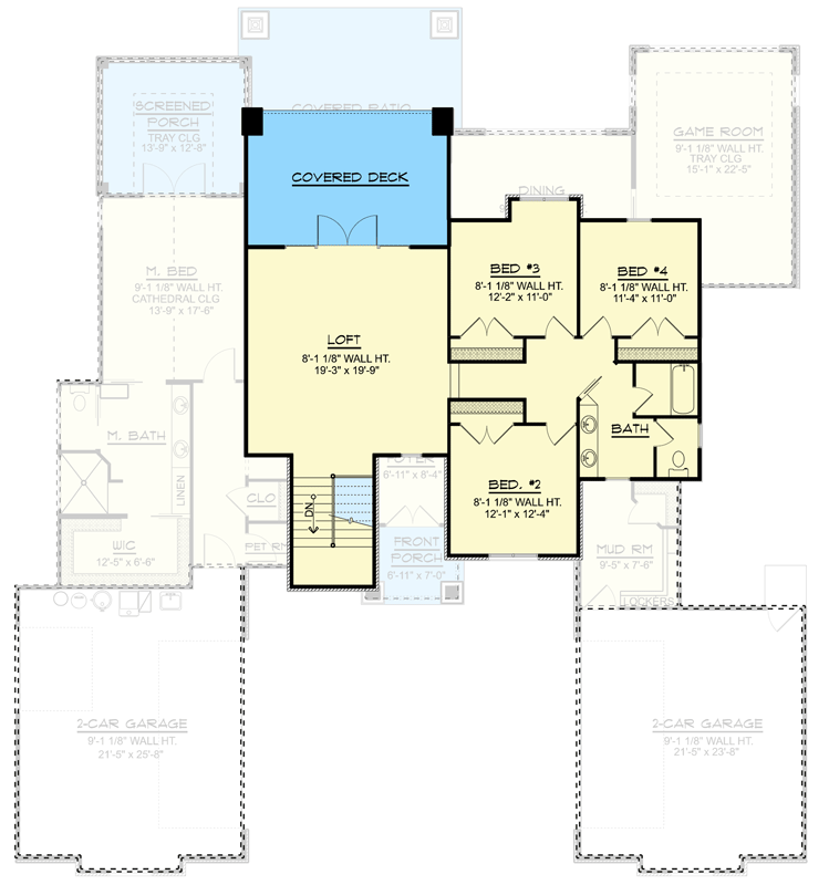 Plan 135137GRA: 2-Story Home Plan with Game Room and Screened Porch off Master Bedroom - Floor Plan - 2nd Floor - Prairie, Transitional