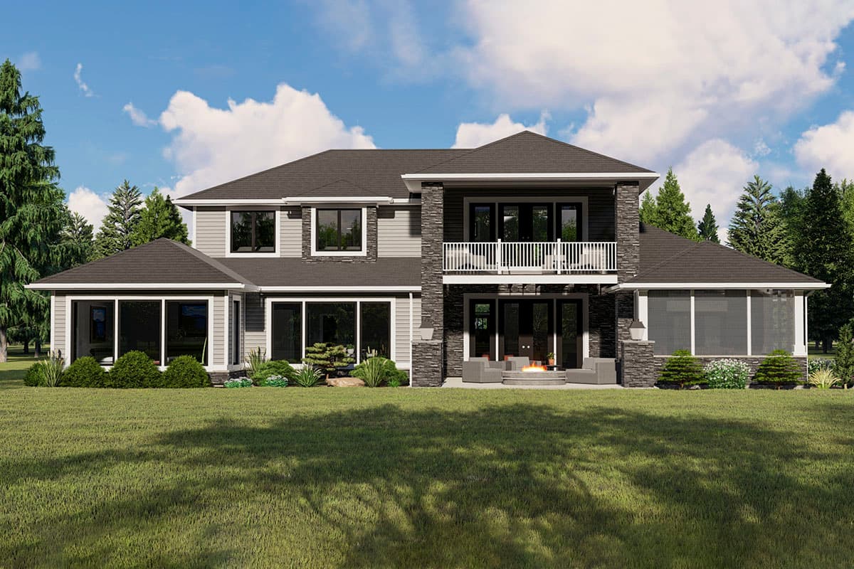 Plan 135137GRA: 2-Story Home Plan with Game Room and Screened Porch off Master Bedroom - Image #4 - Prairie, Transitional