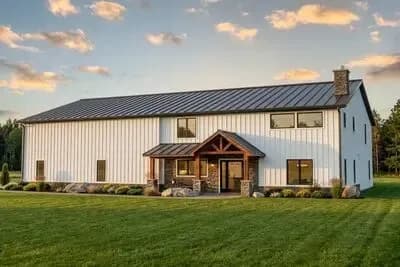 Barndominium with Side-Entry Garage and 2-Story Great Room
