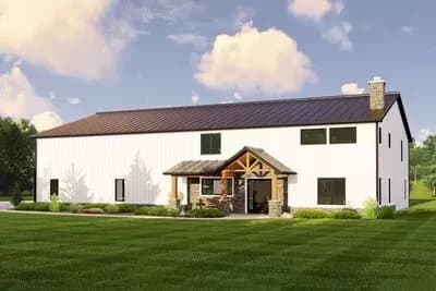 Barndominium with Side-Entry Garage and 2-Story Great Room