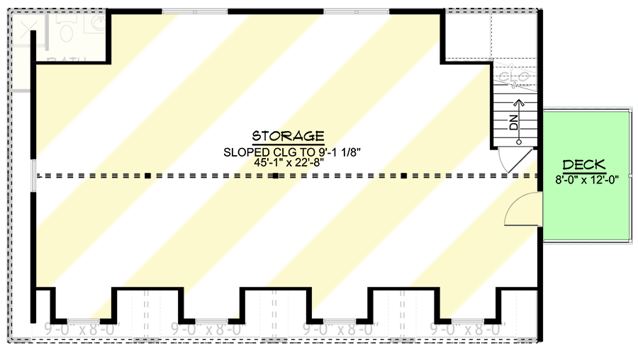 Plan 135140GRA: 4-Car Detached Garage with Full Bath and Upstairs Storage with Deck - 1440 Sq Ft - Floor Plan - 2nd Floor - Cape Cod, Country, Traditional