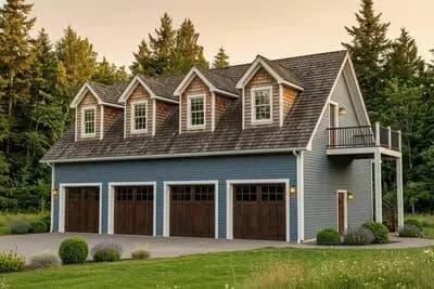 4-Car Detached Garage with Full Bath and Upstairs Storage with Deck - 1440 Sq Ft