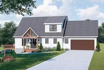 2-story Mountain House Plan with Main Floor Master Suite and 2-Car Garage