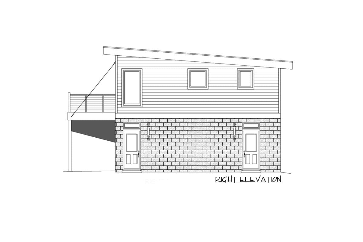 Plan 68929VR: Contemporary Garage Apartment with Upstairs Balcony - Image #5 - Carriage, Contemporary, Mountain, New American, Vacation