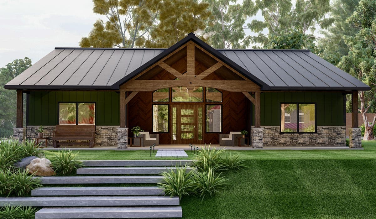 Plan 135143GRA: One-Story Country Craftsman House Plan with Vaulted Great Room - 2030 Sq Ft - Image #14 - Barndominium, Country, Craftsman, Mountain, Ranch, Rustic