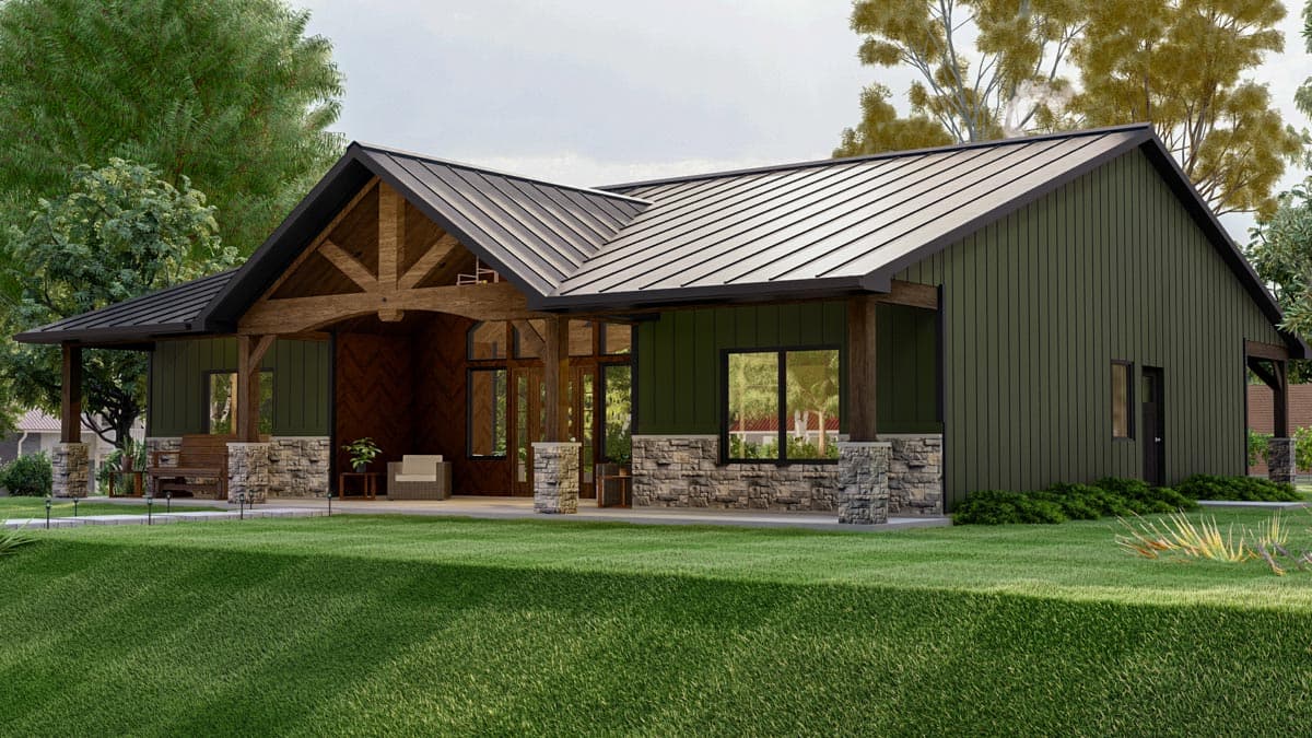 Plan 135143GRA: One-Story Country Craftsman House Plan with Vaulted Great Room - 2030 Sq Ft - Image #15 - Barndominium, Country, Craftsman, Mountain, Ranch, Rustic