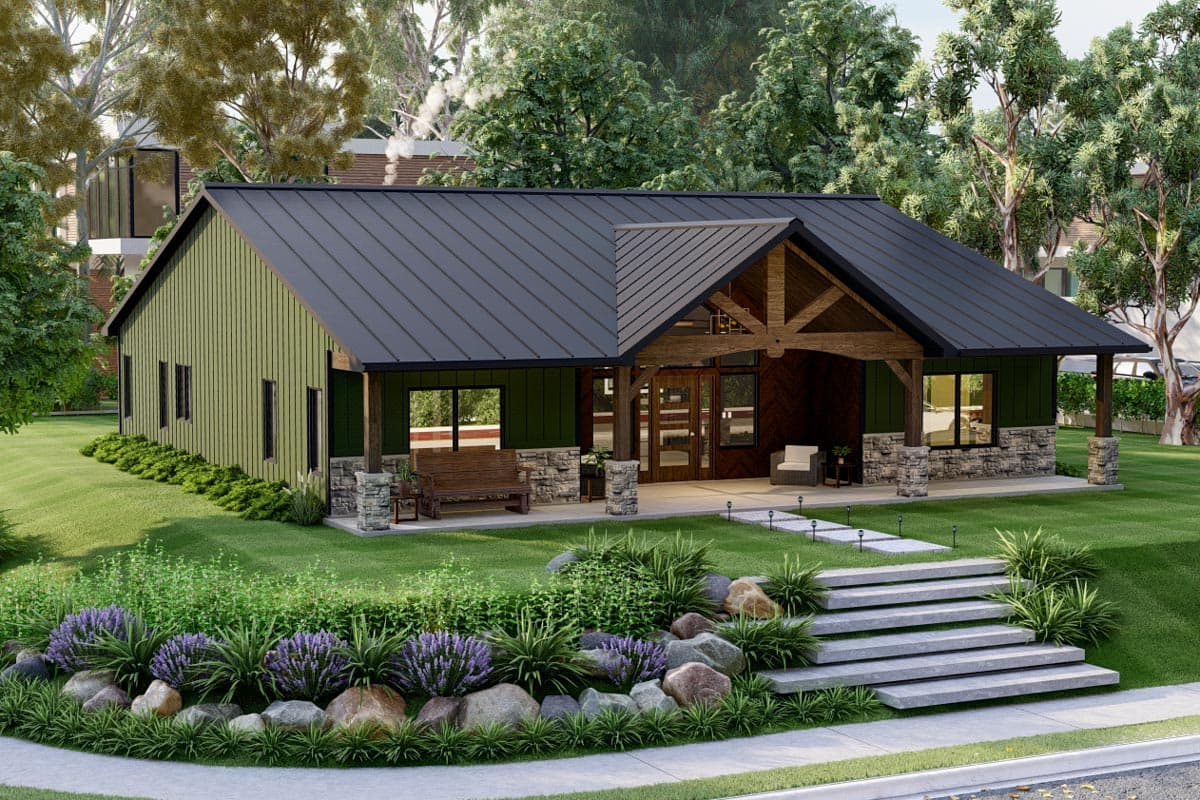 Plan 135143GRA: One-Story Country Craftsman House Plan with Vaulted Great Room - 2030 Sq Ft - Image #19 - Barndominium, Country, Craftsman, Mountain, Ranch, Rustic